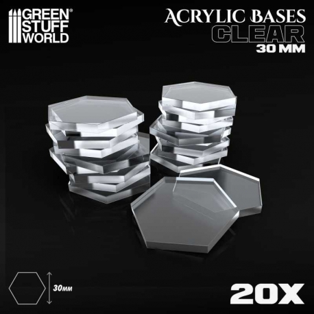 Peanas Acrílicas - Hexagonales 30 mm TRANSPARENTES
