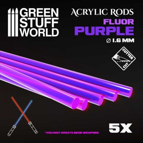 Barras Acrílicas - Redondas 1,6 mm Flúor VIOLETA