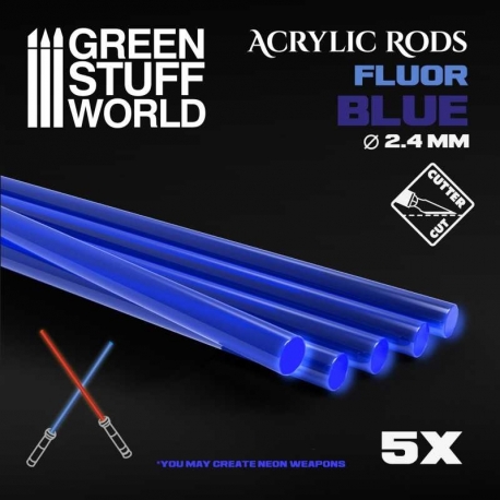 Barras Acrílicas - Redondas 2,4 mm Flúor AZUL