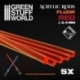 Acrylic Rods - Round 2.4 mm Fluorescent RED-ORANGE