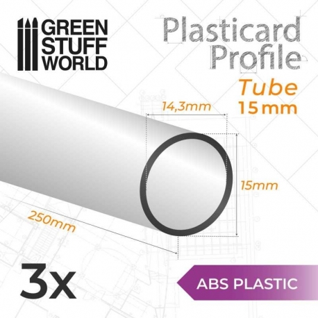 Plasticard Profile 15mm Tube - Pipe