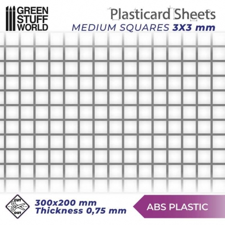Plancha Plasticard CUADRADOS MEDIANOS - tamaño A4