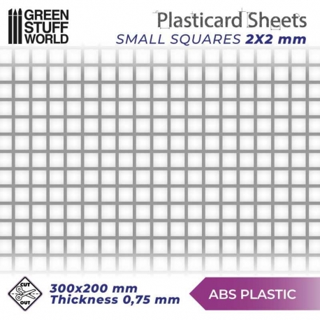 Plasticard Sheet SMALL SQUARES - A4 size