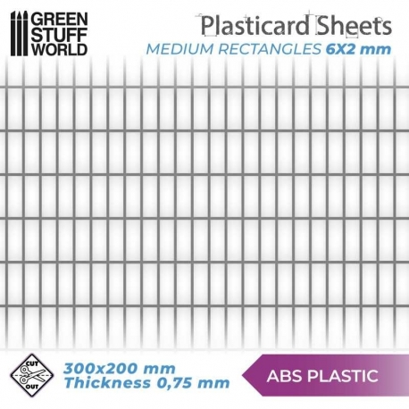 Plasticard Sheet MEDIUM RECTANGLES - A4 size