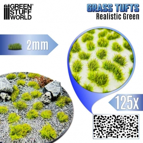 Grass Tufts - 2 mm - Realistic Green