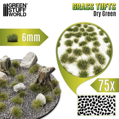 Grass Tufts - 6 mm - Dry Green