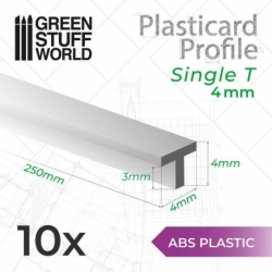 Plasticard Profile T-Profile 4mm