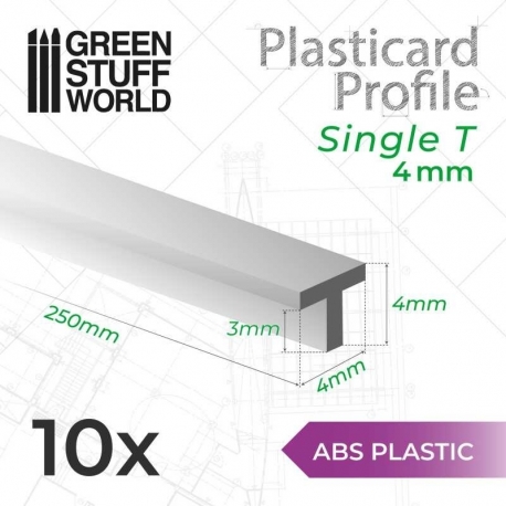 Plasticard Profile T-Profile 4mm