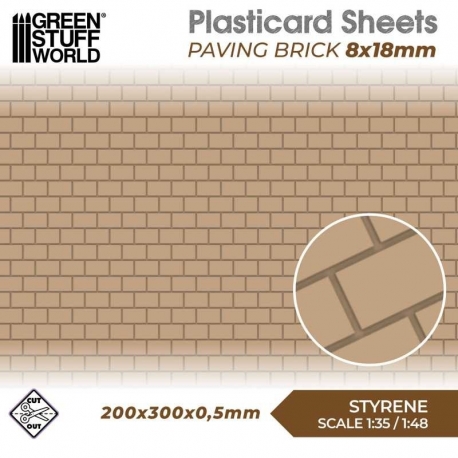 Plasticard Sheet - 8x18mm Cobblestones