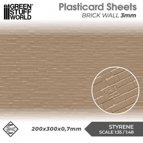 Plasticard Sheet - 3mm Brick Wall