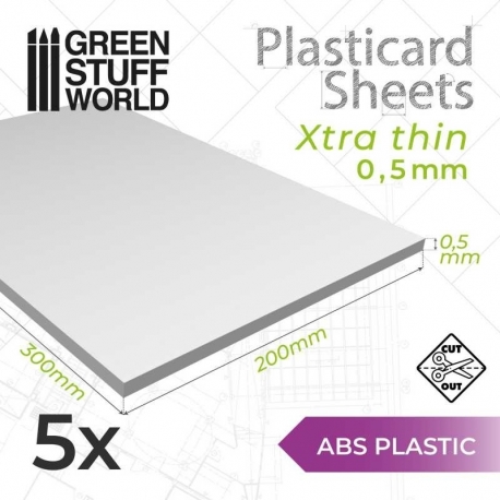 ABS Plasticard Sheet 0.5 mm - COMBOx5 sheets
