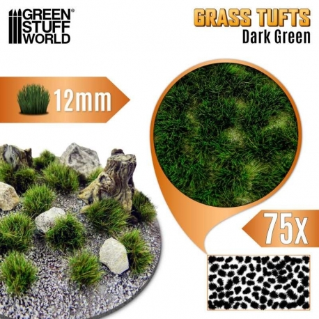 Grass Tufts - 12 mm - Dark Green