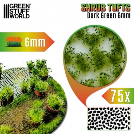 Self-adhesive 6mm shrubs and bushes - Dark green
