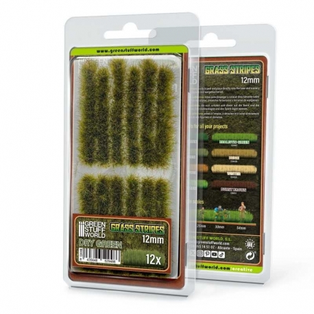 12mm Grass Strips - Dry Green