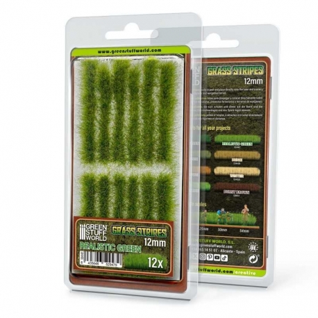 12mm Grass Strips - Realistic Green