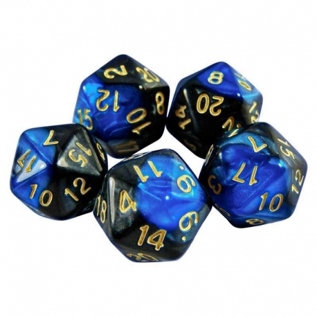 5x D20 20mm Dice - Marble Blue