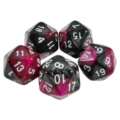 5x Dice D20 20mm - Lilac Marble