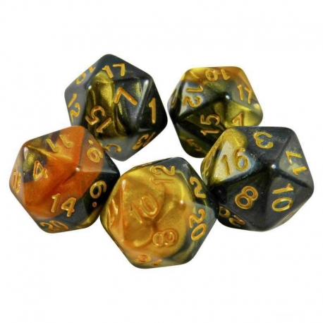 5x Dice D20 20mm - Amber Marble