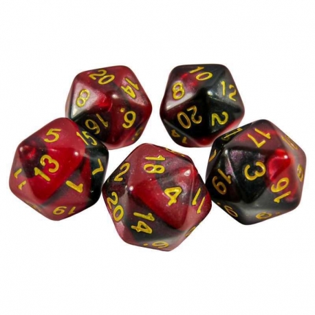 5x D20 20mm Dice - Marble Red