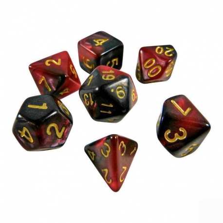 7x Dados Mix 16mm - Rojo Mármol