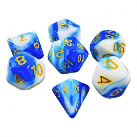 7x 16mm Mixed Dice - Blue Blanco