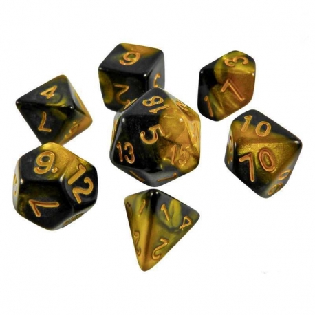7x 16mm Mixed Dice - Amber Marble