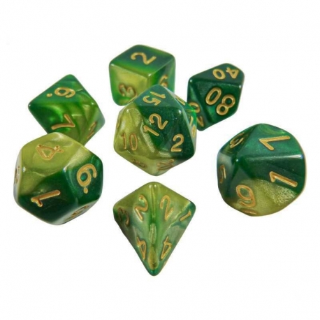 7x 16mm Mixed Dice - Marble Green