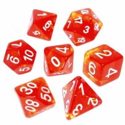 7x Dice Mix 16mm - Red/Amarillo Transparent