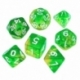 7x 16mm Mixed Dice - Green/Transparent Yellow