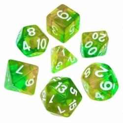 7x 16mm Mixed Dice - Orange/Transparent Green