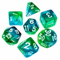 7x 16mm Mixed Dice - Green - Turquoise