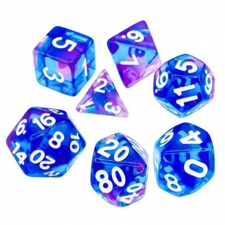 7x 16mm Dice Mix - Light Blue - Purple