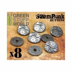 8x Botones Steampunk MOVIMIENTOS RELOJ - Plata