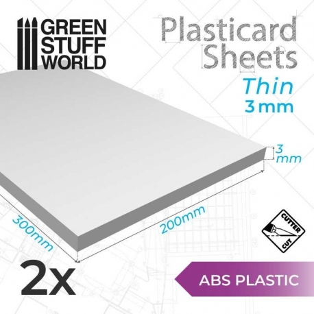 Plancha Plasticard ABS 3 mm - COMBOx2 planchas