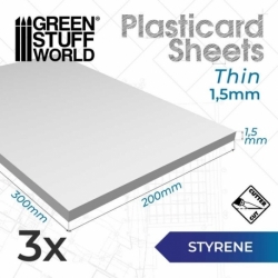 Láminas de Estireno 1.5 mm Pack x3