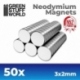 Imanes Neodimio 3x2mm - 50 unidades (N52)