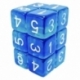 12x D6 Dice 16mm - Blue/Transparent Turquoise