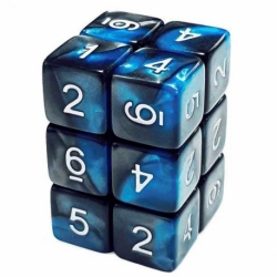 12x Dice D6 16mm - Marble Blue