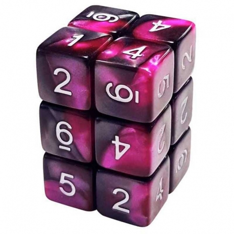 12x Dice D6 16mm - Lilac Marble
