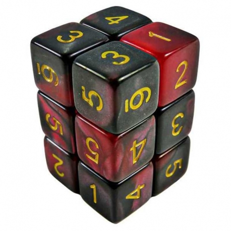 12x D6 16mm Dice - Marble Red