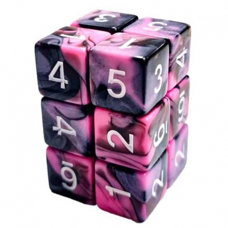 12x Dice D6 16mm - Pink Marble