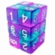 12x Dice D6 16mm - Turquoise/Transparent Lilac