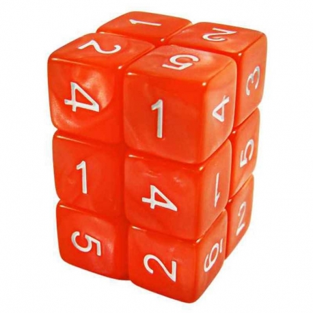 12x Dados D6 16mm - Naranja