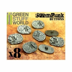8x Botones Ovalados Steampunk MOVIMIENTOS RELOJ - Plata