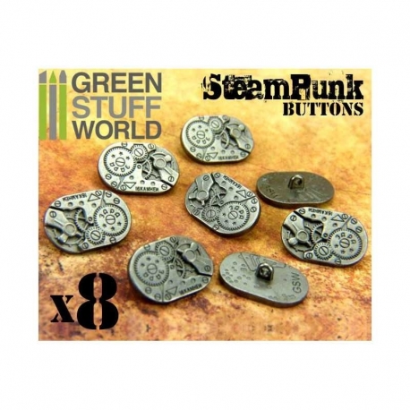 8x Botones Ovalados Steampunk MOVIMIENTOS RELOJ - Plata