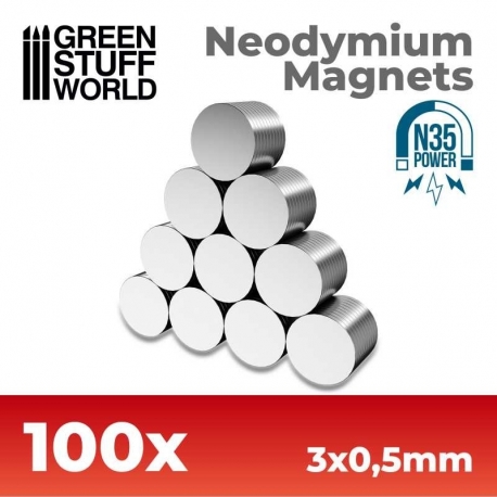 Neodymium Magnets 3x0.5mm - 100 units (N35)