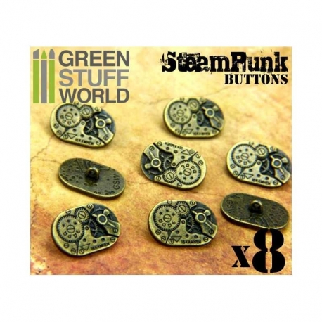 8x Oval Steampunk Clock Movement Buttons - Bronze