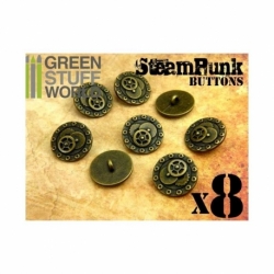 8x Botones RUEDAS y TORNILLOS SteamPunk - Bronce