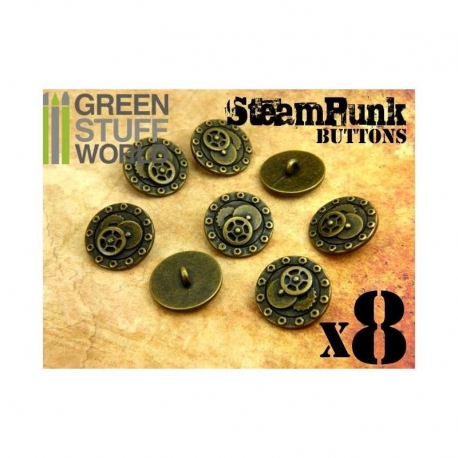 8x Steampunk Buttons, Wheels and Screws - Bronze