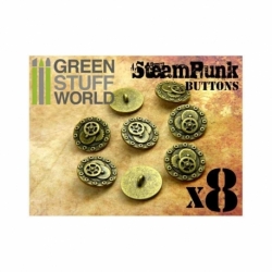 8x Botones RUEDAS y TORNILLOS SteamPunk - Oro Viejo